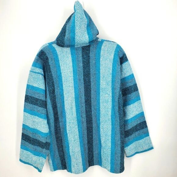 Senors Q Inc. Original Baja Mexican Pullover Hoodie In Aqua Blues - Picture 5 of 6